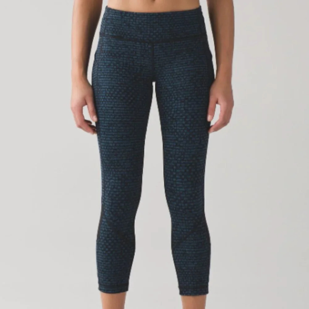 Lululemon Pace Rival Crop (19") Shatter Weave Desert Teal Alberta Lake / Black 8